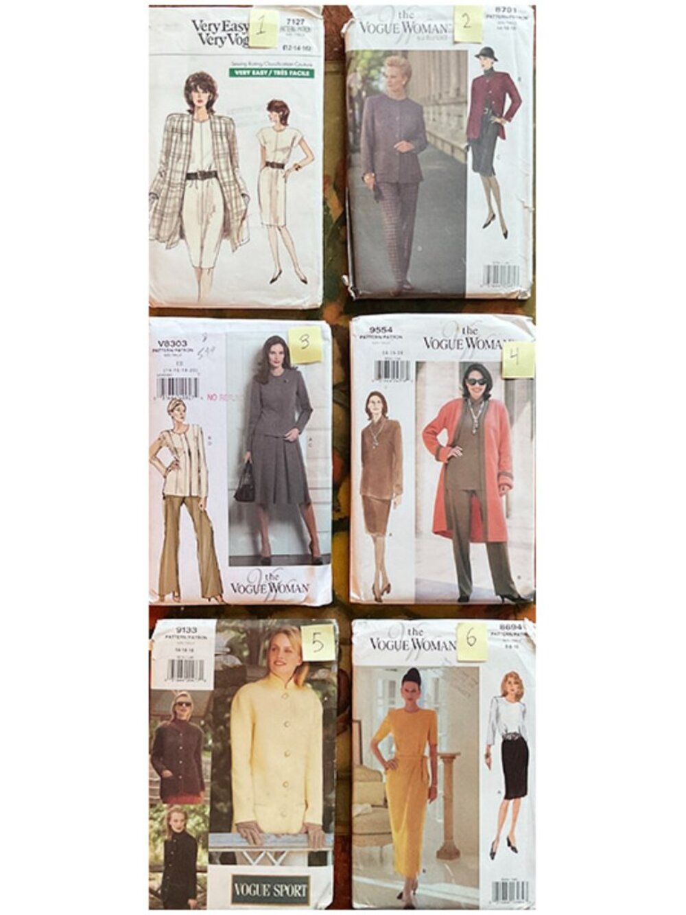Lot of 6 Uncut Vogue Sewing Patterns Size 6-20 Easy/Very Easy